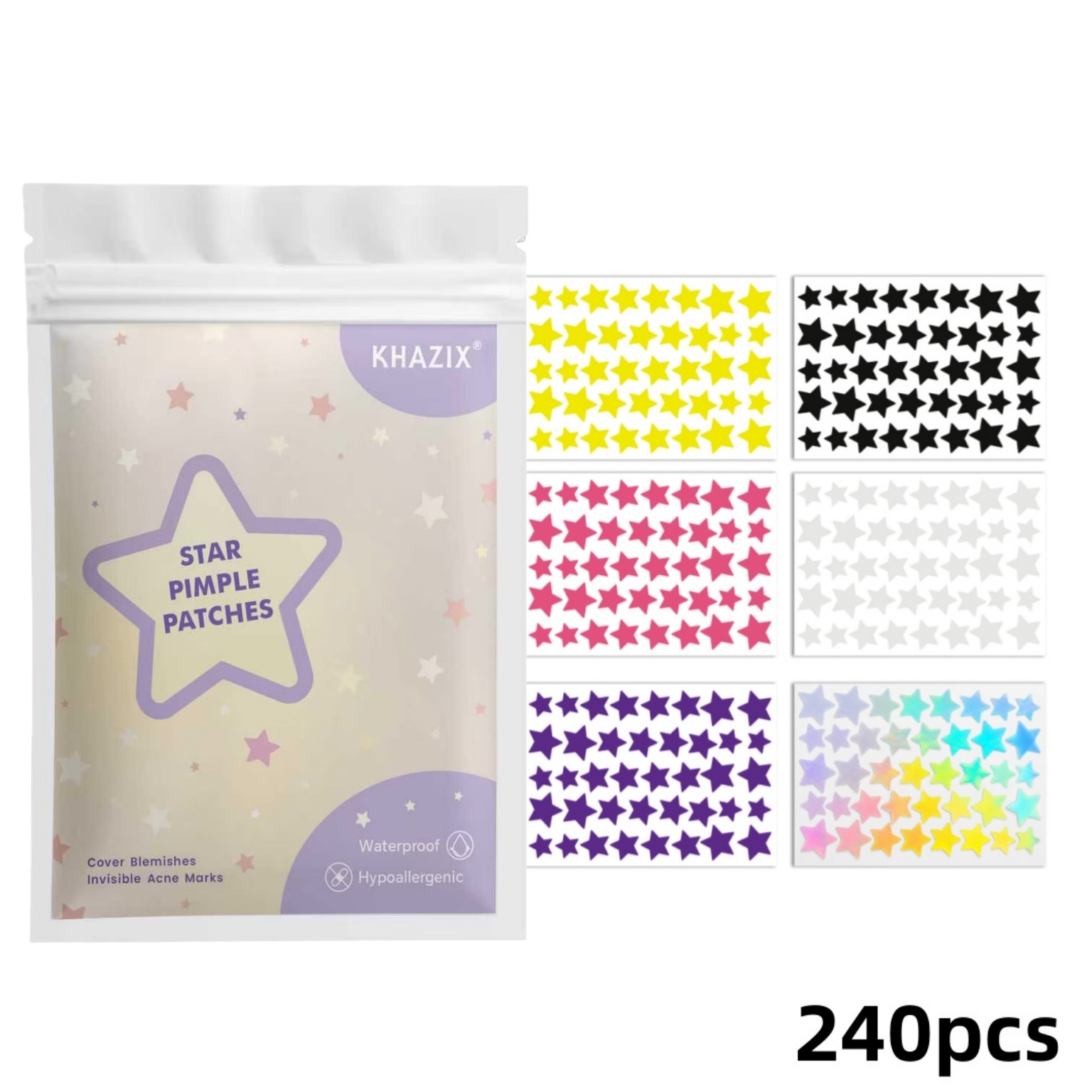 Hydrocolloid Acne Patch - 240 Stück Sternförmige Pickelpflaster für das